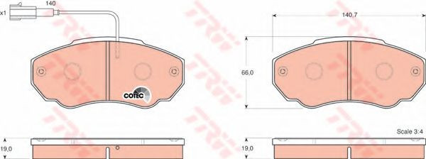 Set placute frana,frana disc PEUGEOT BOXER bus (230P) (1994 - 2002) TRW GDB1517