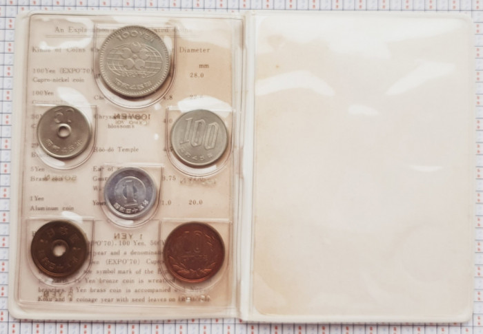 M01 Japonia set monetarie 6 monede 1970 1, 5, 10, 50, 100 Yen + km 83 Expo Osaka