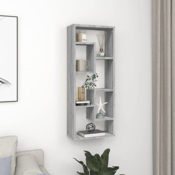 vidaXL Raft de perete, sonoma gri, 36x16x90 cm, lemn compozit 815847