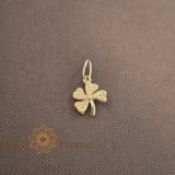 Pandantiv unisex placat cu aur , trifoi cu patru foi, simbol norocos, 1 cm
