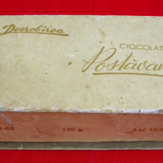 Cutie Ciocolata POSTAVARUL, Fabrica Dezrobirea Brasov 1963, ambalaj original