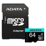 CARD MicroSD ADATA PremierPro, 64 GB, MicroSDHC, clasa 10, standard UHS-I U1, &quot;AUSDX64GUI3V30SA2-RA1&quot; (timbru verde 0.03 lei)