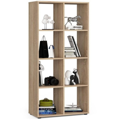 Biblioteca, placa laminata, 8 rafturi, stejar, 70.5x33x144 cm, Quad foto