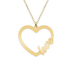 Love - Colier personalizat inima argint 925 placat cu aur galben 24K