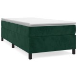 Cumpara ieftin Cadru de pat cu arcuri, verde inchis, 90x190 cm, catifea