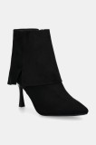 Answear Lab botine femei, culoarea negru, cu toc cui, izolare usoara