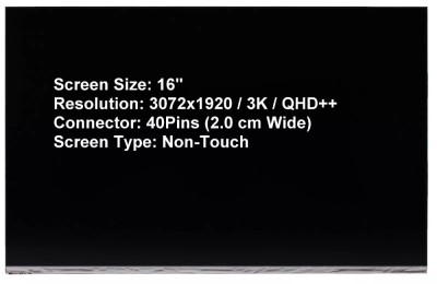 Display Laptop, Dell, Vostro 7620, NCJPF, 0NCJPF, NE160F8M-N41, 16 inch, rezolutie 3K, 3072x1920, 60Hz, conector ingust, 40 pini foto
