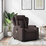 VidaXL Fotoliu de masaj rabatabil, maro &icirc;nchis, material textil