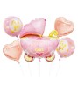 Set 5 baloane folie Baby Carriage pentru petrecerea baby shower, roz-auriu, Godan