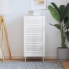 Ușă de dulap design lambriu, alb, 99,3x49,4 cm, lemn masiv pin