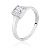 Inel din argint 925 - brațe &icirc;nguste lucioase, zirconiu pătrat transparent - Marime inel: 52