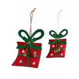 Set 2 ornamente brad Craciun metal multicolor II 9x13 cm, 6.5x9 cm