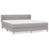 Cumpara ieftin Pat continental cu saltea, gri deschis, 160x200 cm, textil