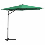 Umbrelă de soare de exterior cu st&acirc;lp din oțel, verde, 300 cm, vidaXL