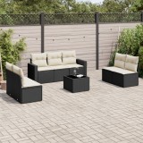 Cumpara ieftin Gossi set mobilier de gradina cu perne, 8 piese, negru, poliratan