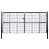vidaXL Poartă de grădină din plasă, oțel galvanizat, gri, 400x175 cm 143378