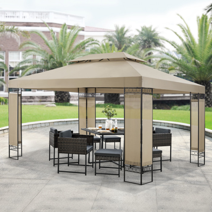 Cort petrecere Lanciano 400 x 300 x 265 cm bej [en.casa] HausGarden Leisure