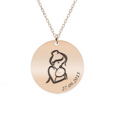 Ami - Colier personalizat mama si bebe din argint 925 placat cu aur roz