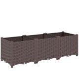 Outsunny Jardinieră &icirc;nălțată, pat de grădină din plastic cu auto-udare și orificii de scurgere cu dopuri, 120x40x37cm, maro | Aosom Romania