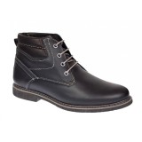 Ghete barbati, din piele naturala, imblanite, Burano, Negru, GKR41N