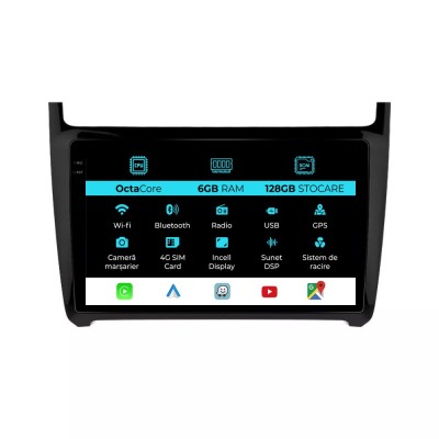 Navigatie Dedicata Volkswagen Polo (2009-2018), Incell 9Inch, 6Gb Ram, 128Gb Stocare, Carplay foto