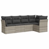 Set canapele de gradina cu perne, 5 piese gri deschis poliratan