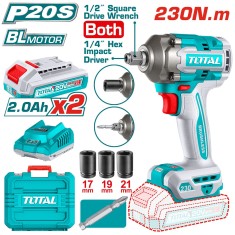 TOTAL - MASINA DE INSURUBAT CU IMPACT 2 IN 1 CU ACUMULATOR 20V- MOTOR FARA PERII (INCLUDE 2 ACUMULAT PowerTool TopQuality foto