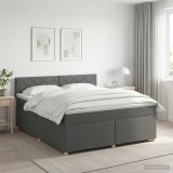 Cumpara ieftin Pat boxspring cu saltea Gri inchis 160 x 200 cm Tesatura