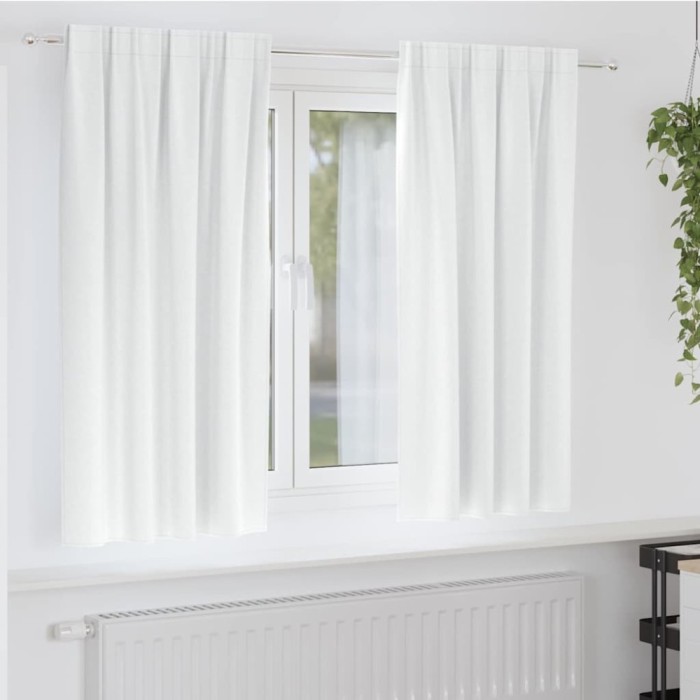 Perdele cu perdele 2 pcs Alb Strălucitor Poliester