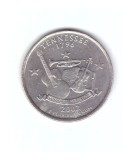 Moneda SUA 25 centi/quarter dollar 2002 D, Tennessee 1796, stare foarte buna, curata