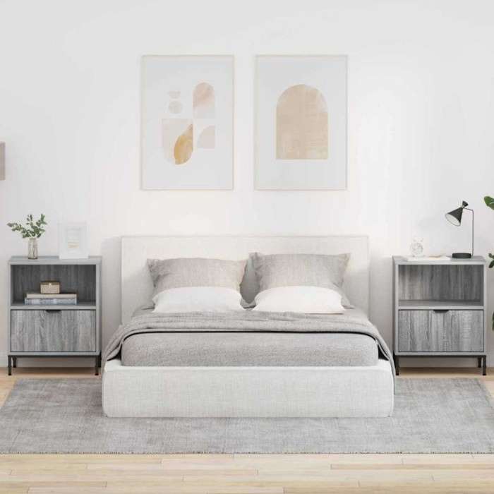 vidaXL Mese de noptieră 2 pcs sonoma gri 49 x 36 x 61 cm Lemn compozit 883487
