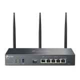 ROUTER TP-LINK VPN Gigabit, Omada Cat6 AX3000 Dual-Band WiFi 6, 6 &Atilde;&mdash; Gigabit RJ45 port, 3 antene externe detasabile, &quot;ER706W&quot; (timbru verde 0.8 lei)