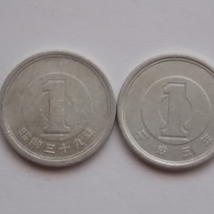 LOT 2 MONEDE DIFERITE 1 YEN JAPONIA - Shōwa,Heisei-(1964,1993)