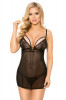 Set lenjerie 2 piese, Softline, Cheryl 1877, rochie si bikini, tul si dantela, neagra, M/L, S/M