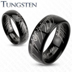Inel din tungsten „Stăpânul inelelor” - culoare neagră, 6 mm - Marime inel: 49
