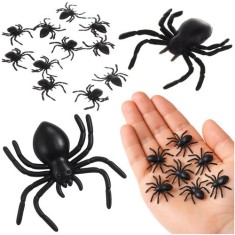 Set 10 paianjeni decorativi pentru Halloween sau petreceri tematice, 3 x 3 cm, negru