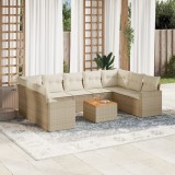 vidaXL Set canapele de grădină cu perne, 10 piese, bej, poliratan 3256597