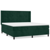 Cumpara ieftin Pat box spring cu saltea, verde inchis, 180x200 cm, catifea