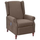 Cumpara ieftin Fotoliu de masaj rabatabil, gri taupe, material textil