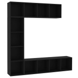 Cumpara ieftin Set dulap carti/TV, 3 piese, negru, 180x30x180 cm