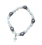 BRĂȚARĂ ELASTICĂ CU ELEMENTE DIN SIDEF NATURAL ȘI PIATRA OCHI DE PISICĂ