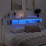 Tablie Pat LED Alb 220cm vidaXL Lemn Modern Suport Spate Spatiu Depozitare