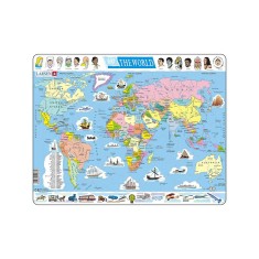 Puzzle maxi Harta politica a lumii, orientare tip vedere, 107 piese, Larsen EduKinder World foto