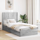vidaXL Cadru de pat cu depozitare și tăblie Sonoma gri 75 x 190 cm 3414430