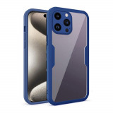 Cumpara ieftin Husa iPhone 15 Pro 360 grade silicon TPU transparenta Albastru, Techsuit