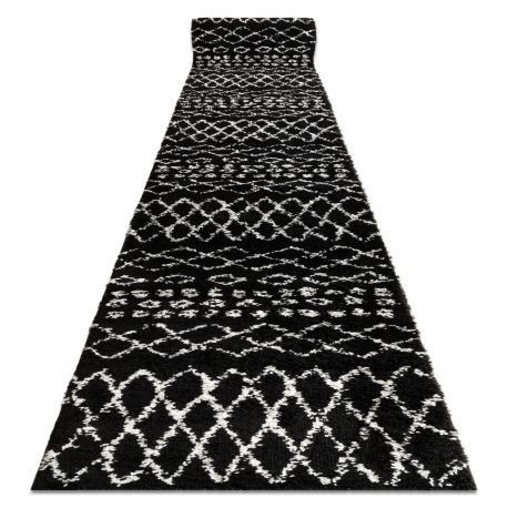 Traversa Covor Berber Ethnic G3802 negru shaggy, 80 cm