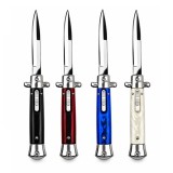 Cumpara ieftin Set patru cutite cu lamă tip stiletto automate DEPOX&reg;, m&acirc;ner alb/albastru/rosu/negru, 27 cm, cu husă inclusa