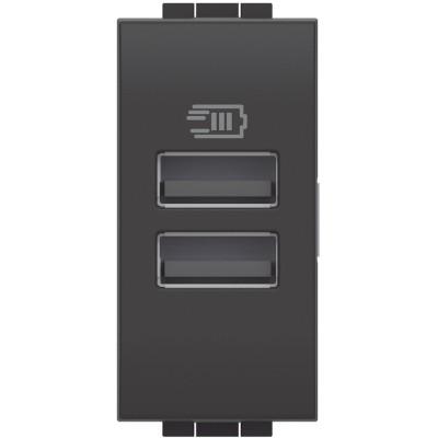 Priza USB 1M Tip A alimentare dubla 5V Living Light Bticino antracit L4191AA foto