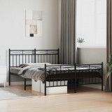 VidaXL Cadru pat metalic cu tăblie de cap/picioare, negru, 140x190 cm