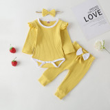 Compleu galben mustar pentru fetite (Marime Disponibila: 3-6 luni (Marimea 18, Superbaby